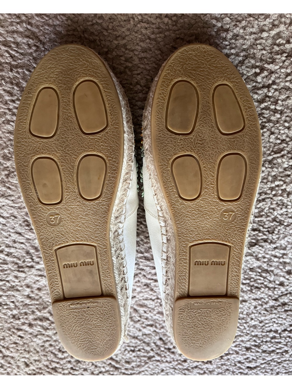 Miu Miu Embroidered Canvas Floral Beaded Espadrilles Sz 37 - Picture 8 of 12